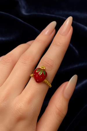 Strawberry Charm Adjustable Ring