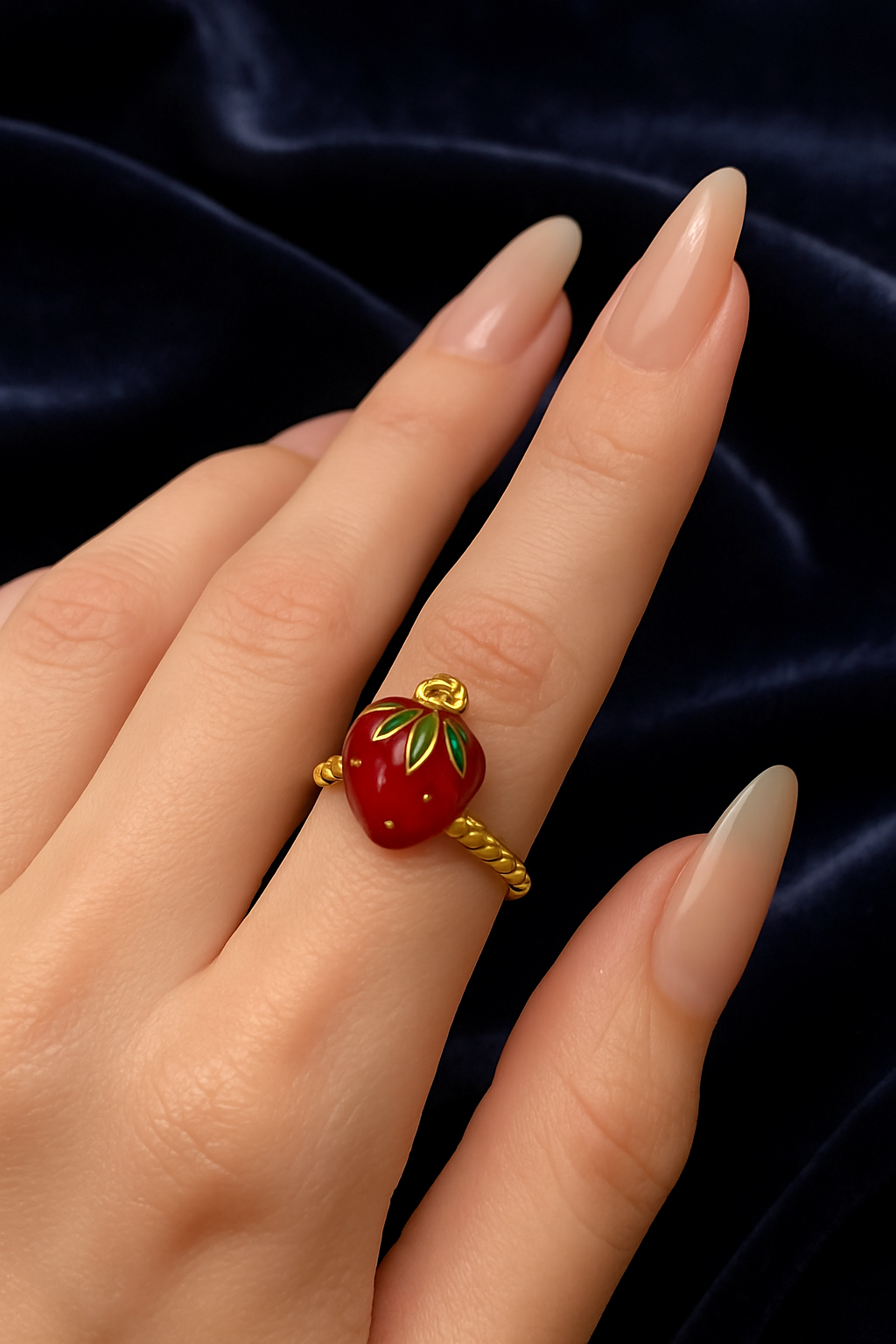 Strawberry Charm Adjustable Ring