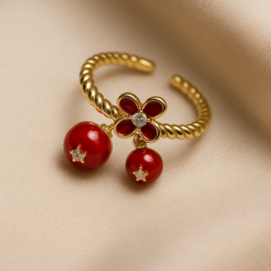 Double Cherry Adjustable Ring