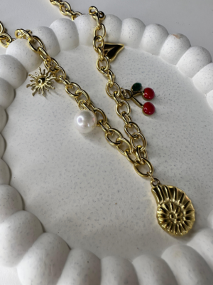 Golden Glow Charm Necklace ✨🌞🍒
