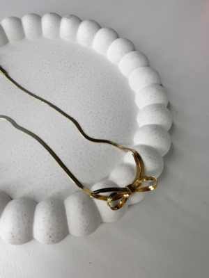 Golden Ribbon Bow Necklace 🎀✨
