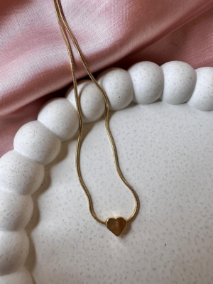 Golden Heart Snake Chain Necklace