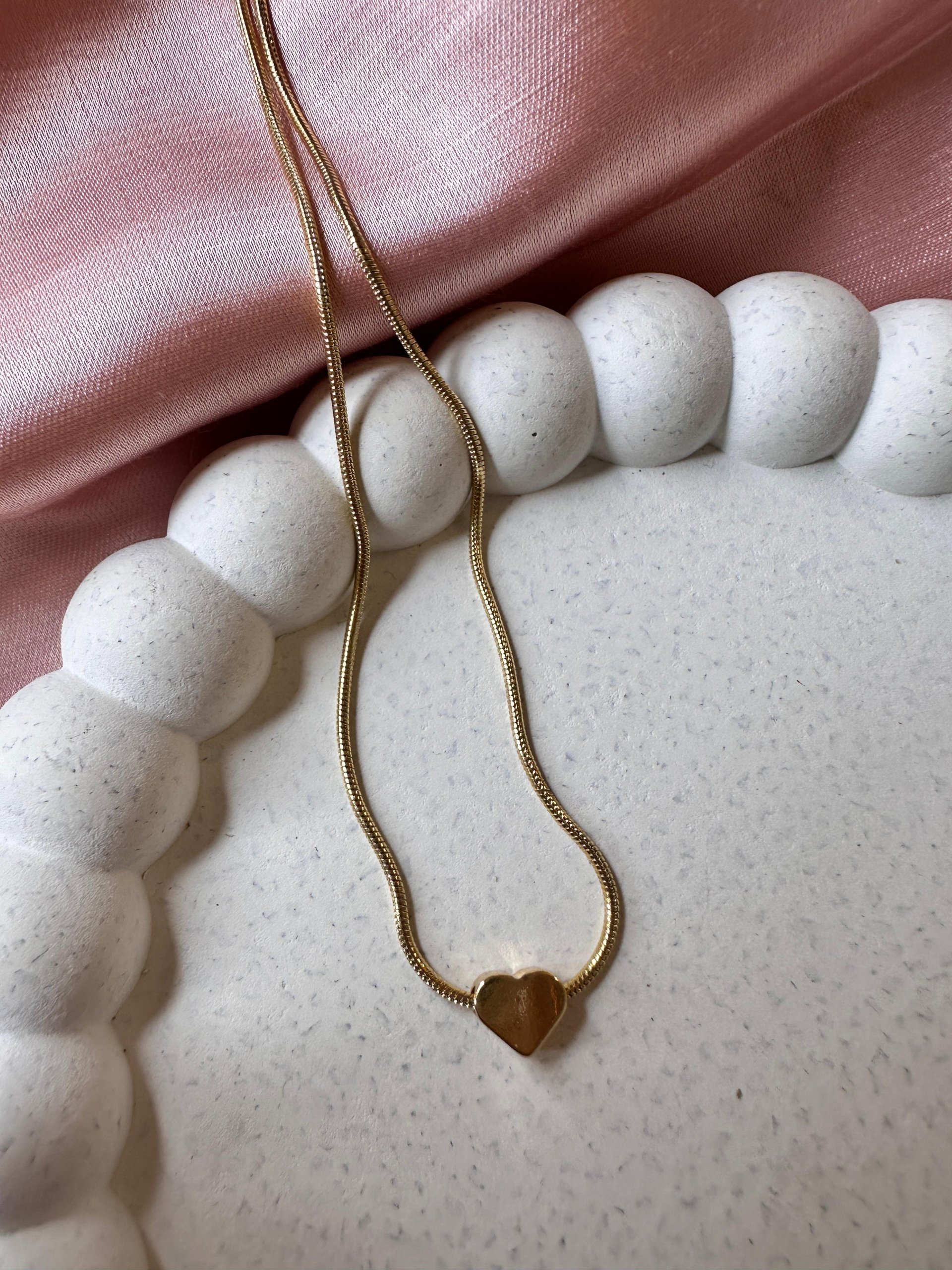 Golden Heart Snake Chain Necklace