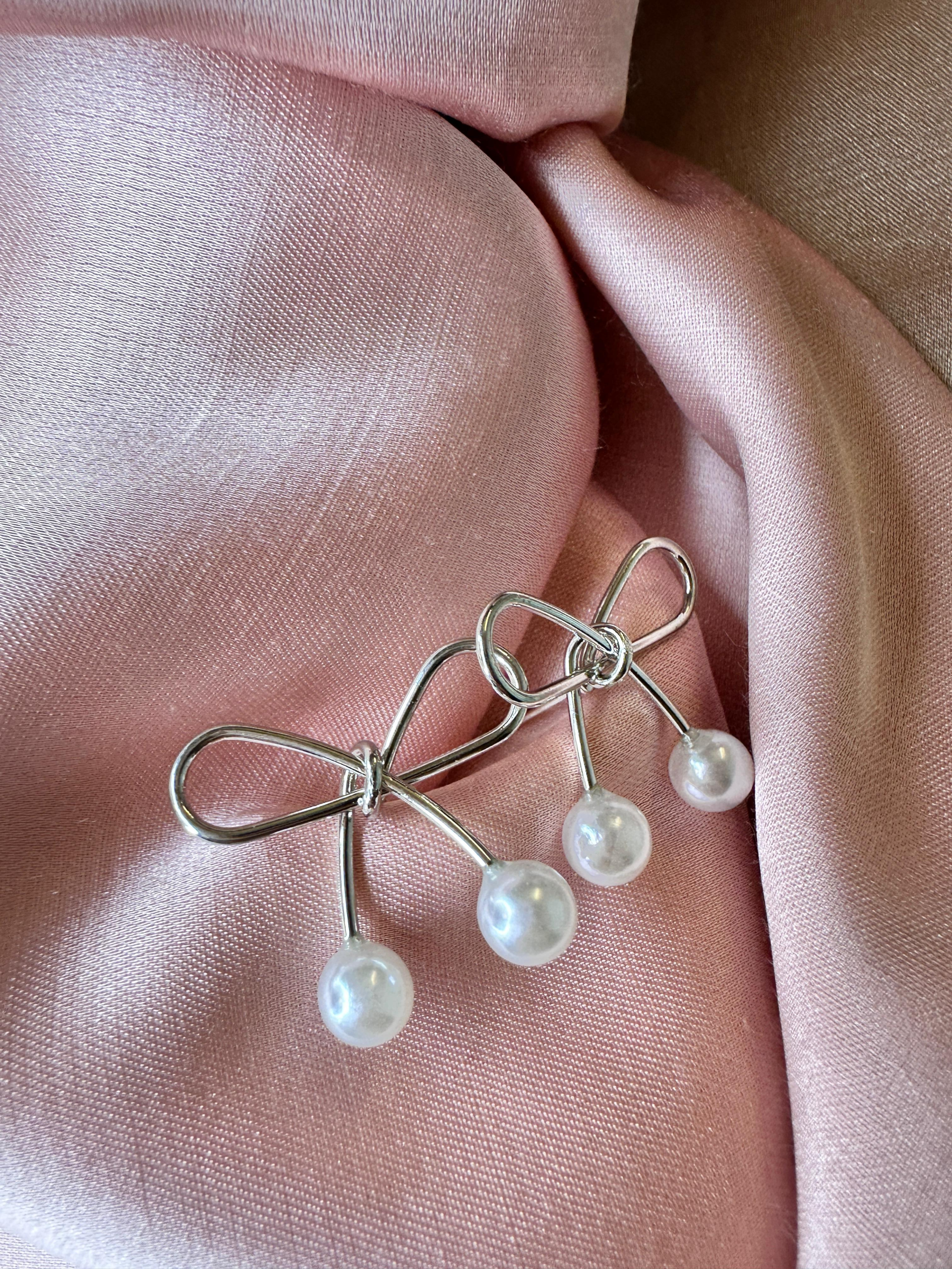 Bow Pearl Drop Earrings