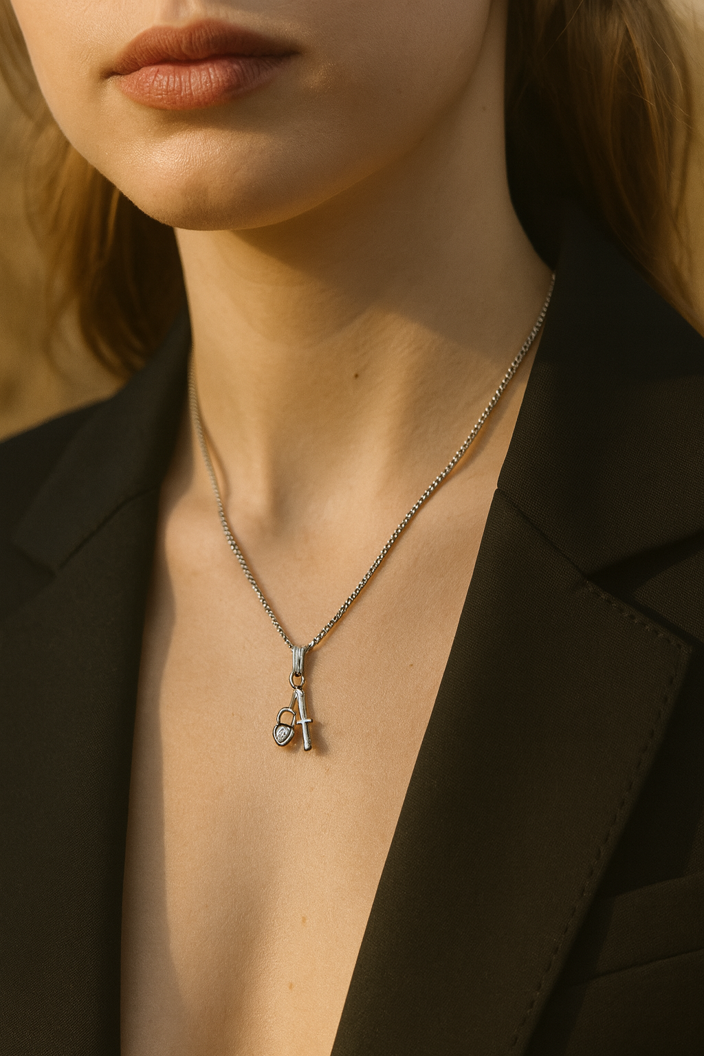 🔑 Silver Lock & Key Necklace ✨🤍