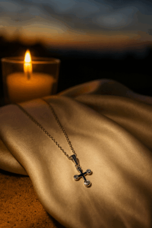 ✨ Crystal Cross Stainless Steel Necklace 🤍