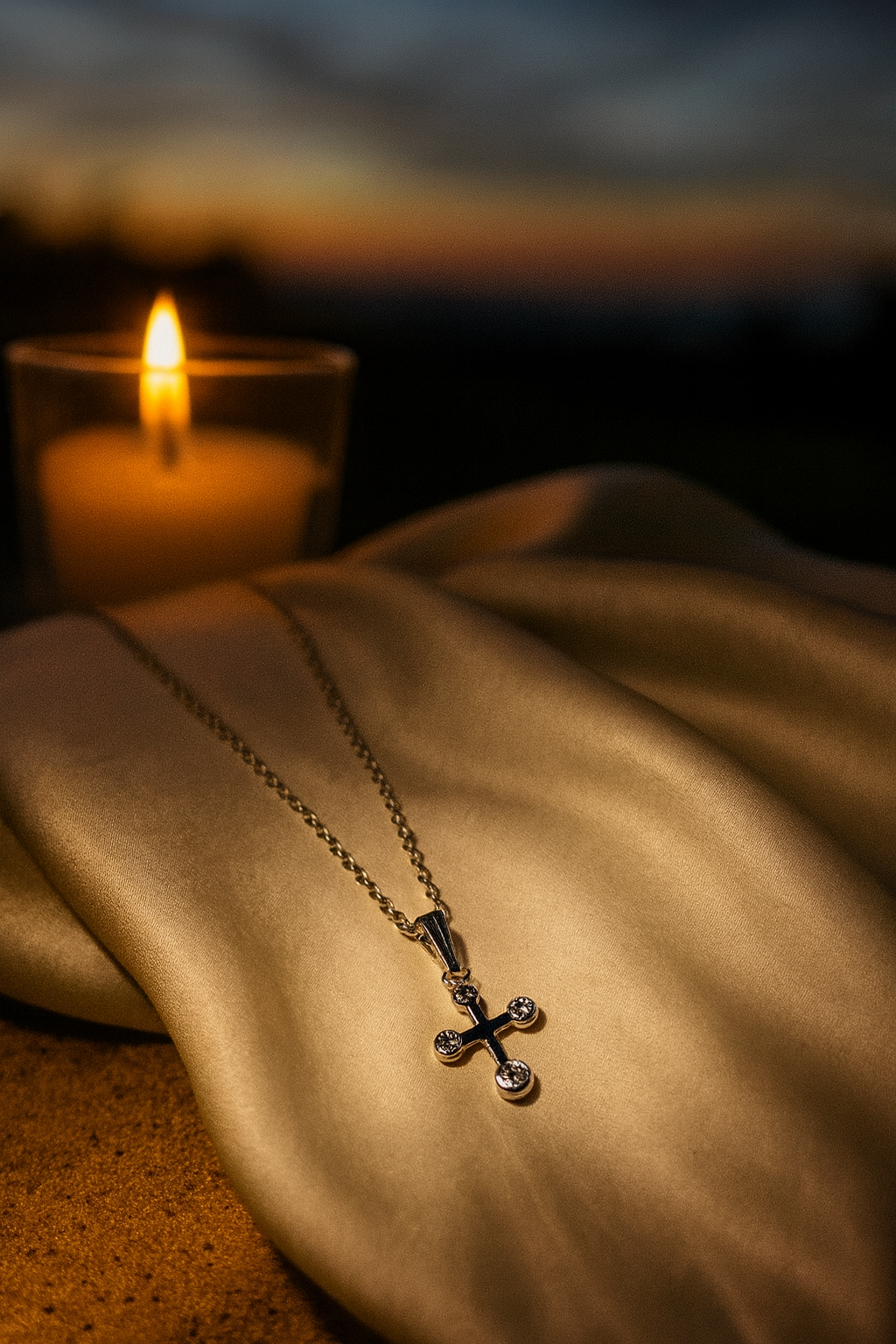 ✨ Crystal Cross Stainless Steel Necklace 🤍