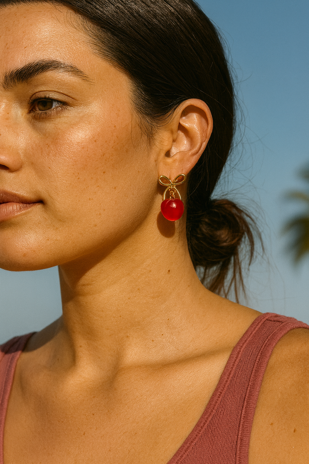 Cherry Bow Drop Earrings 🎀🍒