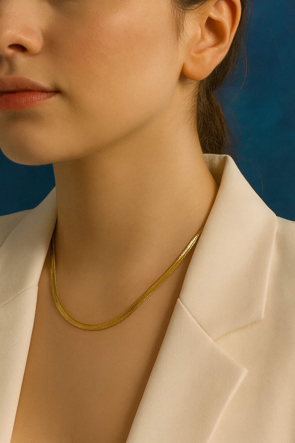 Sleek Herringbone Chain Necklace