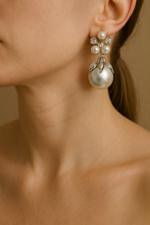 👑 Regal Pearl Bloom Earrings ✨🤍