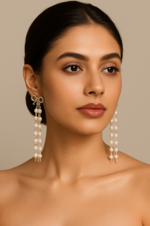 🎀 Pearl Bow Cascade Earrings ✨🤍