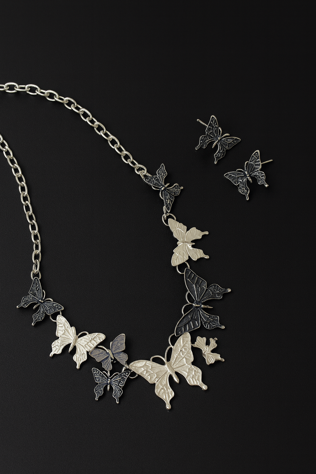 🦋 Butterfly Charm Silver Jewelry Set