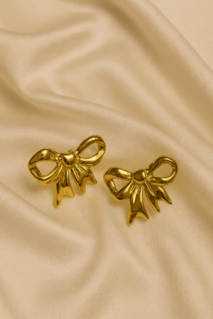 🎀 Golden Ribbon Bow Earrings