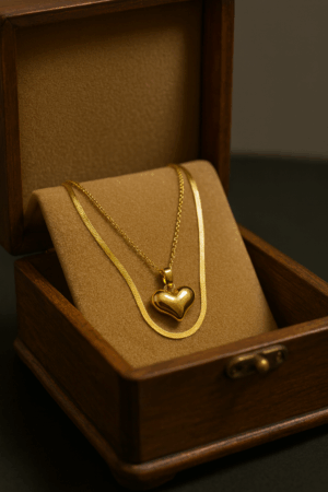 💛 Golden Heart Layered Necklace