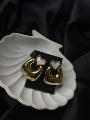Golden Heart Charm Earrings