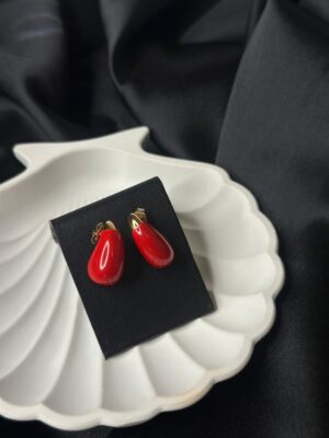 Scarlet Teardrop Studs