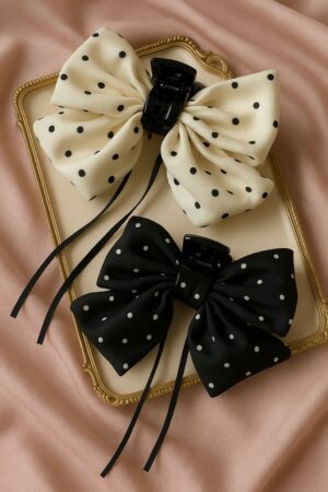 Midnight Polka Satin Clutcher