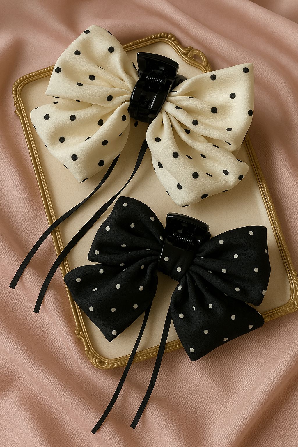 Midnight Polka Satin Clutcher