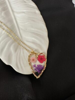 Blooming Heart Floral Resin Necklace