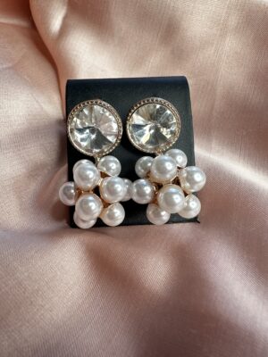 Pearl Cluster Crystal Drop Earrings