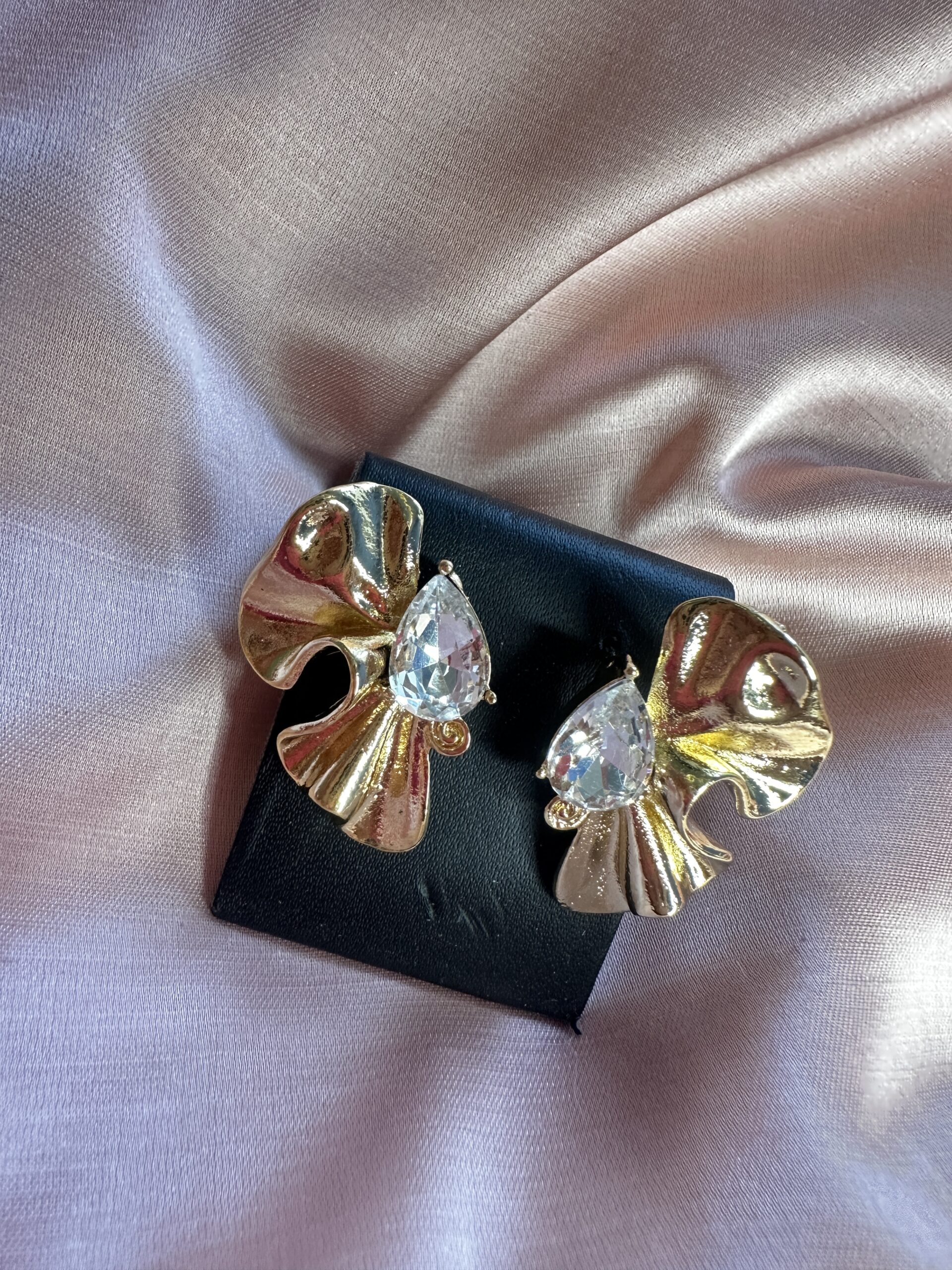 Sculpted Wave Crystal Earrings