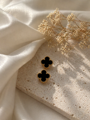 Noir Clover Stud Earrings