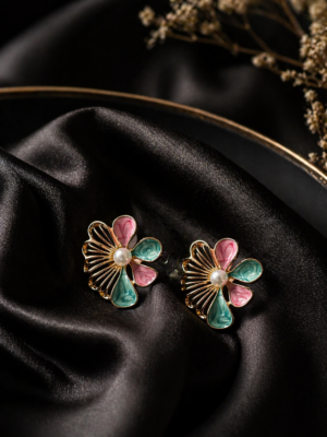 Flora Enamel Statement Studs