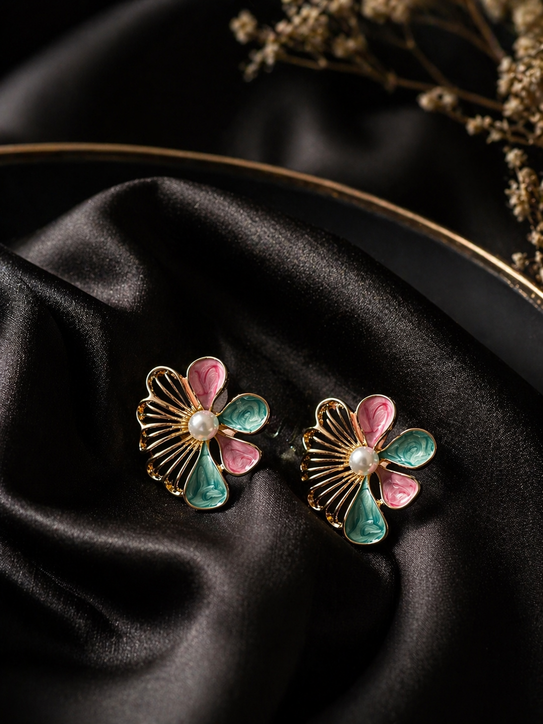 Flora Enamel Statement Studs