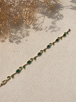 Emerald Tulip Vine Gold Bracelet