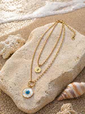 Evil Eye Layered Gold Chain Necklace