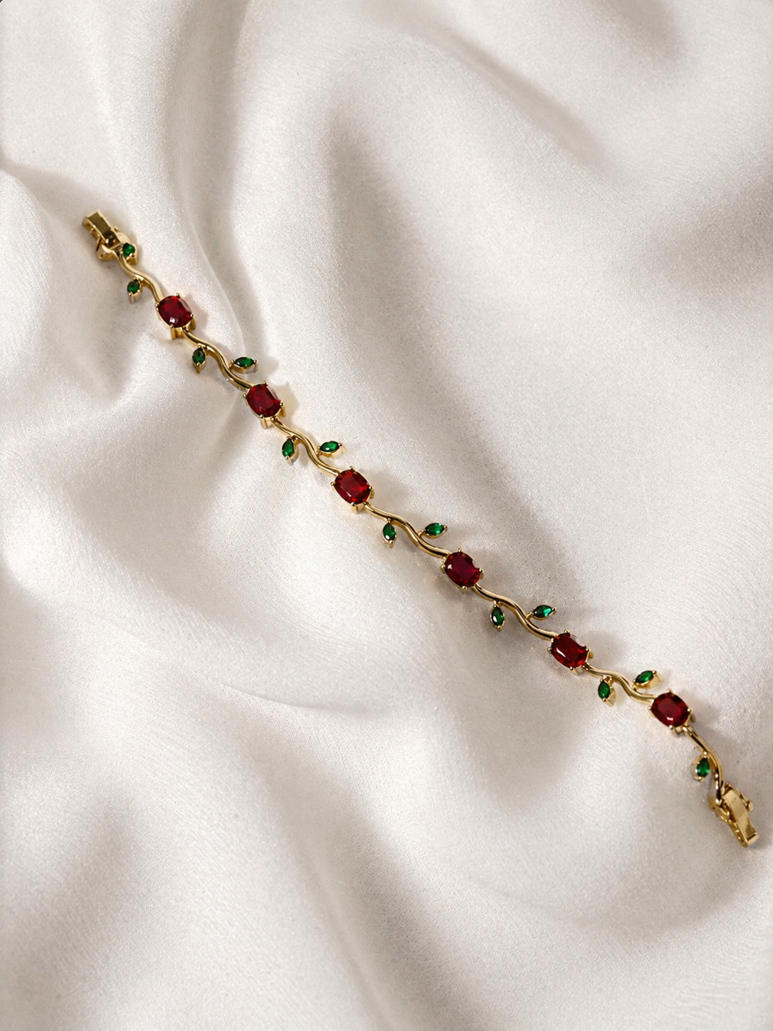 Ruby Tulip Vine Gold Bracelet