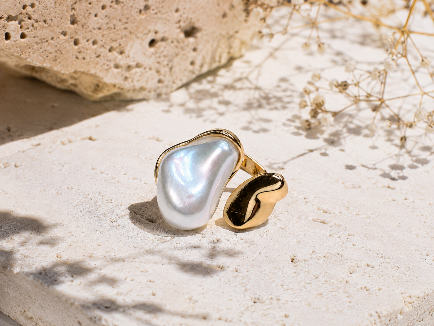Aurora Pearl Adjustable Ring