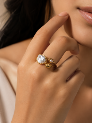 Celeste Dual Pearl Adjustable Ring